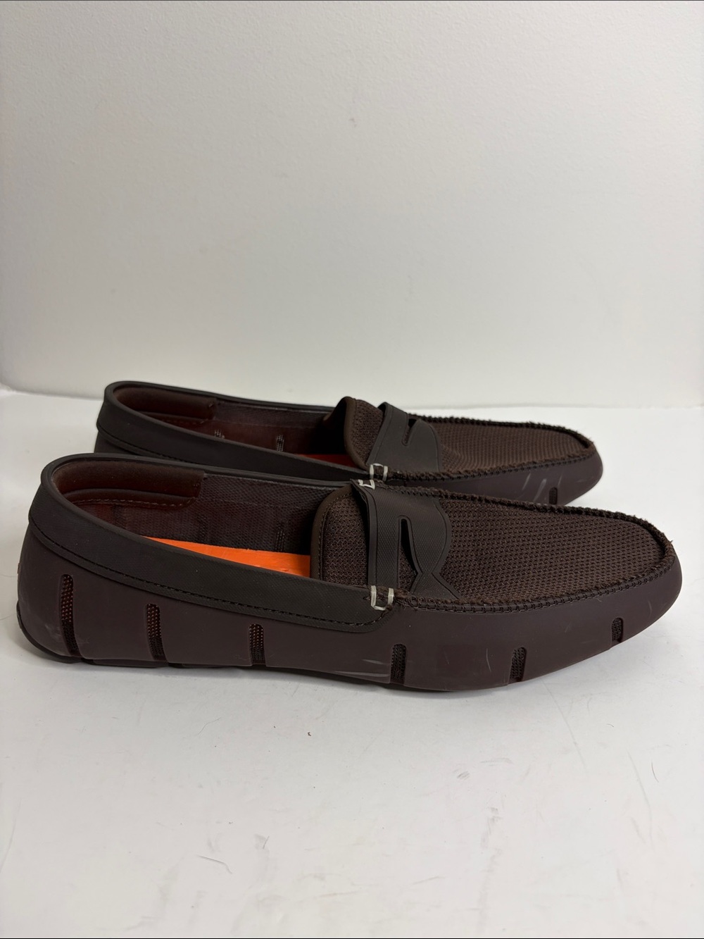 Swims Penny Loafers Mens 12 Dark Brown Mesh Slip On Shoes Washable Comfy
